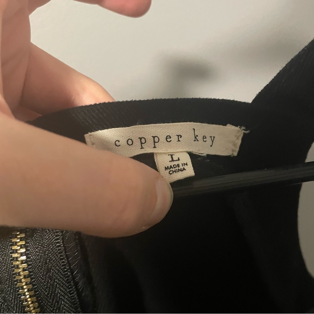 Copper Key Little Black Dress Sleeveless Large Pockets Cottagecore Mini Neutral - Picture 2 of 6